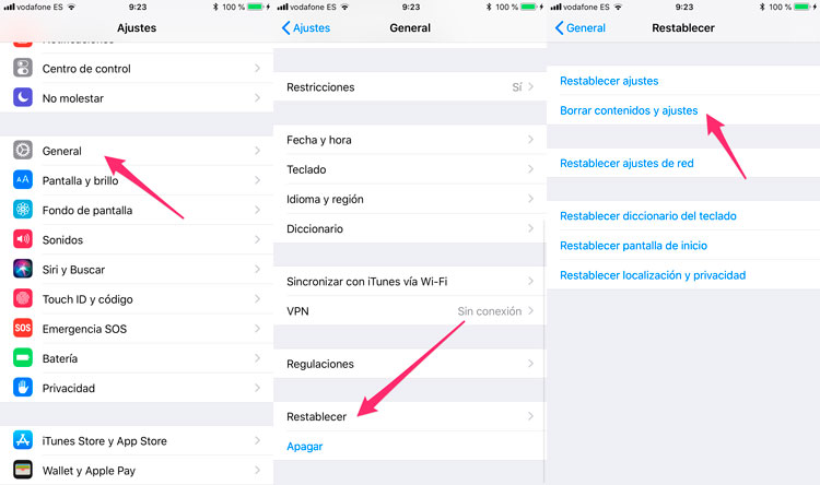 formatear ipad desde la configuración