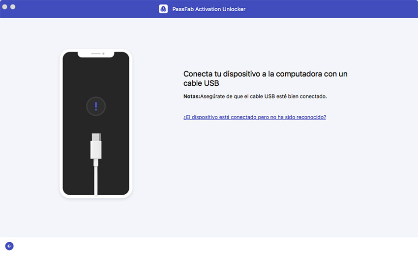conectar dispositivo ios a passfab desbloqueo activacion