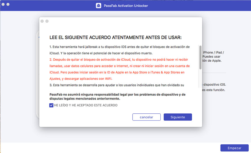 leer acuerdo de passfab desbloqueo activation