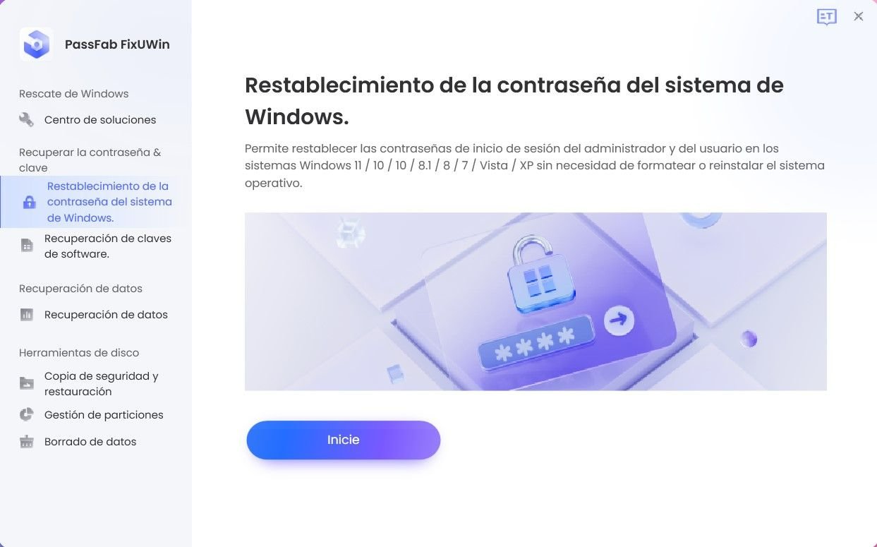 click start reset windows password