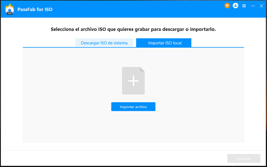 haz clic en importar archivo para importar tu archivo iso