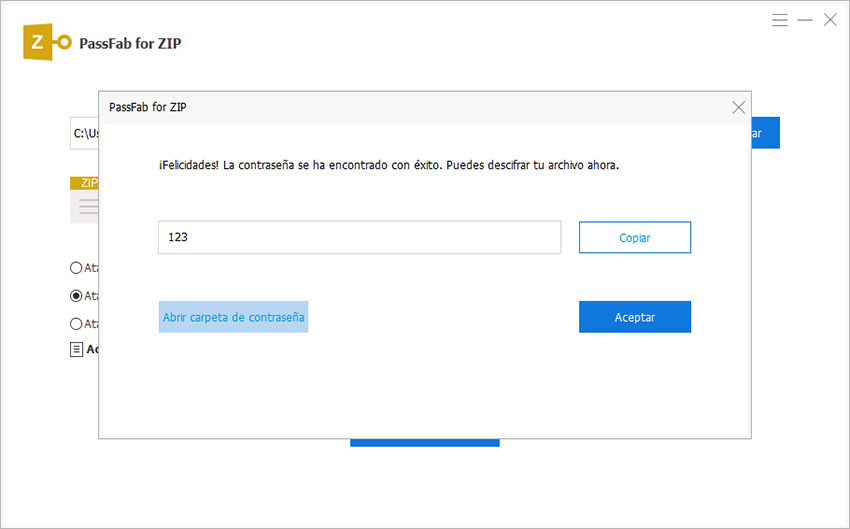 recupera clave de zip