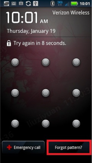 Opción “¿Olvidaste el patrón?” en Android 4.4 o versiones anteriores
