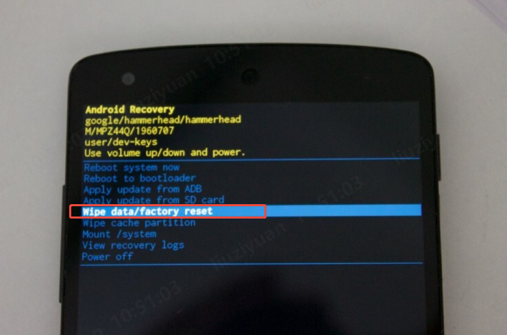 Wipe data o factory reset