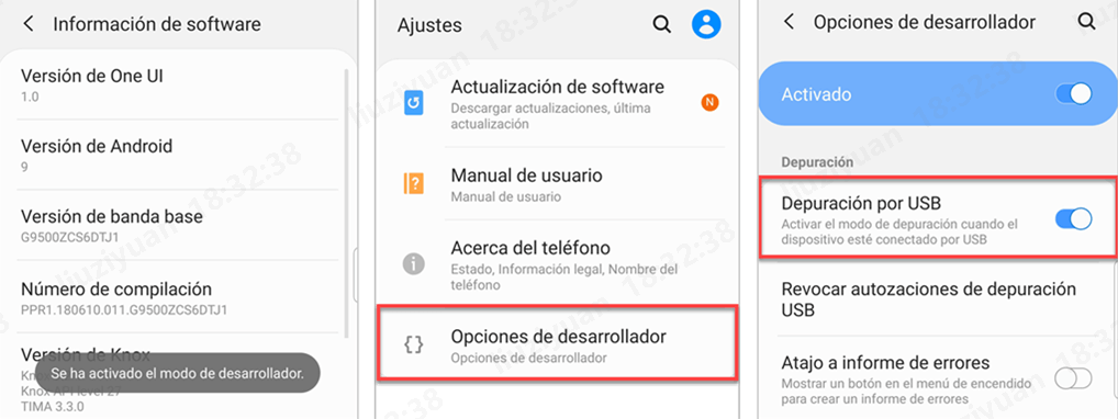 activar depuración usb para usar android multi tool