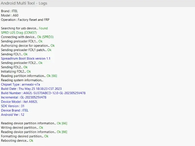 menú de opciones de android multi tool