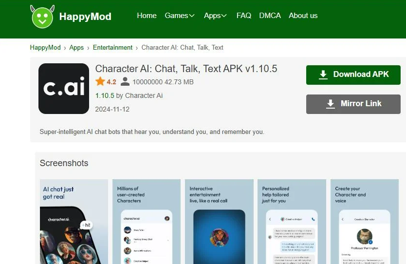 Character ai happymod