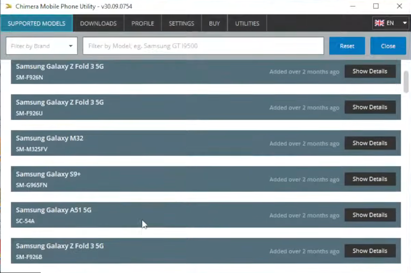 Abre Chimera Tool y verás varias opciones.