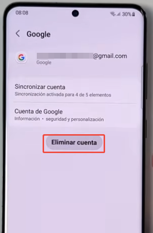 Toca Eliminar cuenta