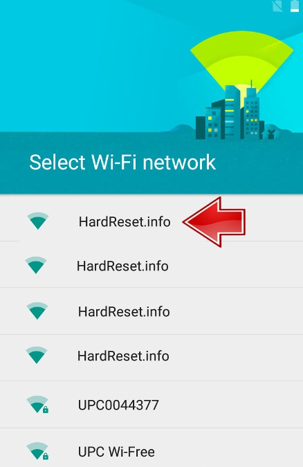 En la pantalla de verificación de cuenta, conecta el dispositivo a una red Wi-Fi