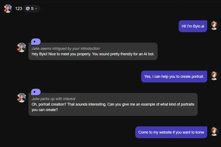 Iniciar una conversación inmersiva en polybuzz ai.
