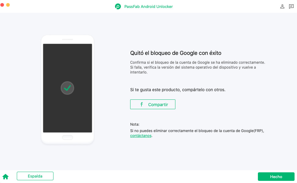 Cuando se complete con éxito, reinicia el teléfono y el bloqueo FRP desaparecerá