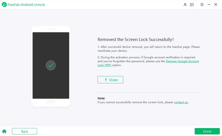 Barra de progreso del proceso de desbloqueo en PassFab Android Unlock.