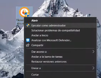 haz clic derecho en el programa y selecciona ejecutar como administrador.