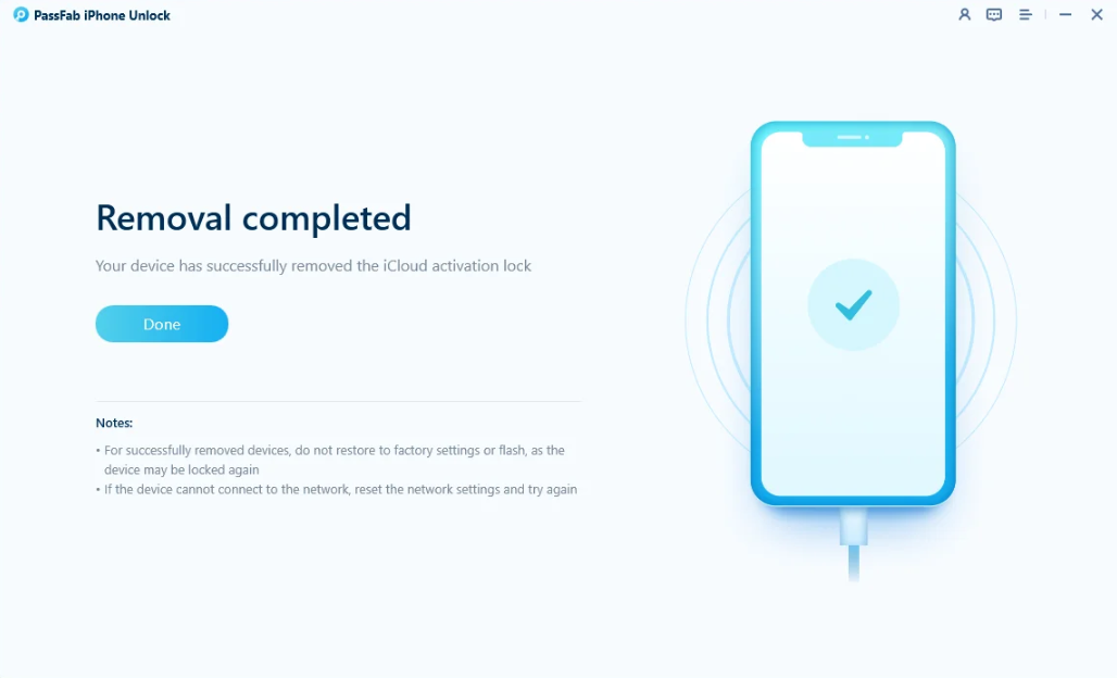>Espera a que aparezca el mensaje Eliminación completada
