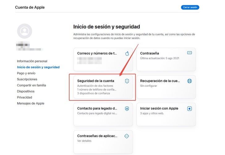 Toca Seguridad De La Cuenta