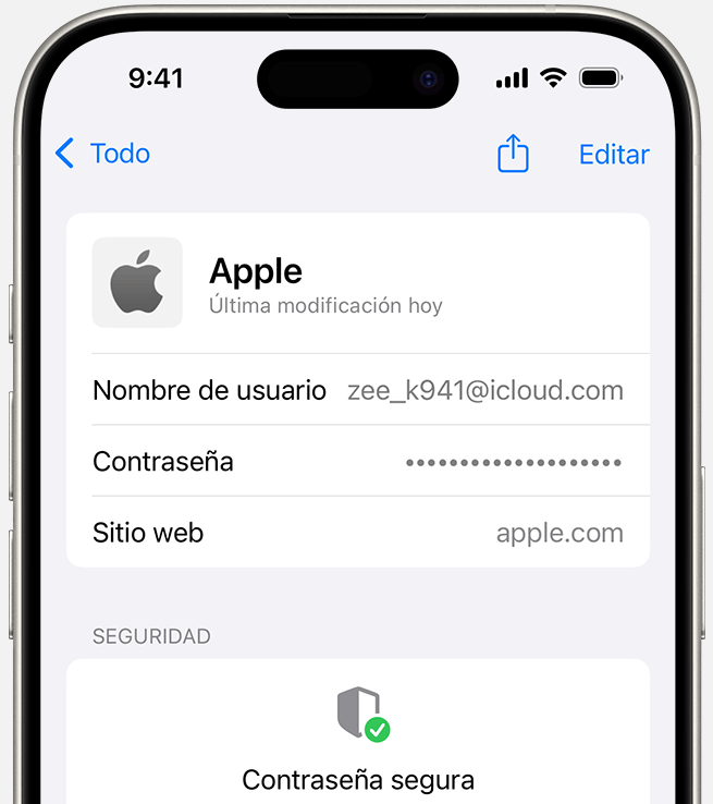 Toca la entrada y pulsa sobre los puntos para revelar la contraseña.