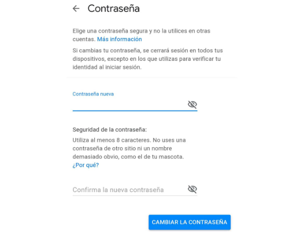 Una vez verificada tu identidad, restablece tu contraseña