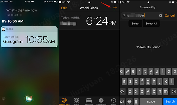 En la pantalla del Reloj Mundial, toca el icono + en la esquina superior derecha