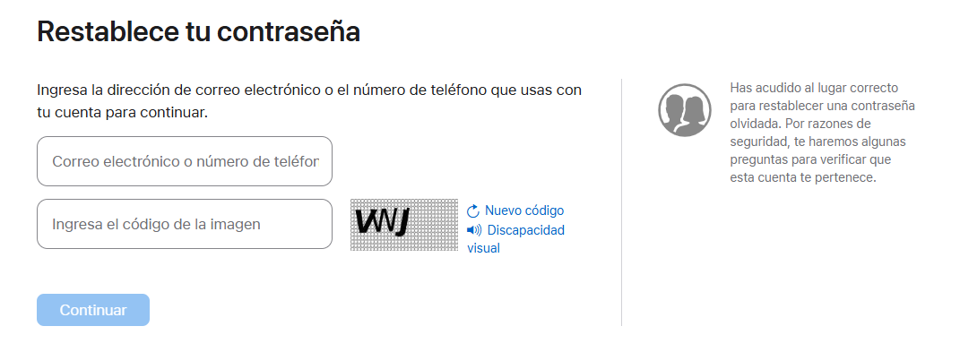 Introduce la dirección de correo electrónico de tu Apple ID.