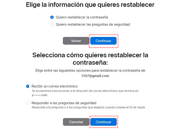 solicitar la recuperación-sigue el proceso de verificación de identidad.