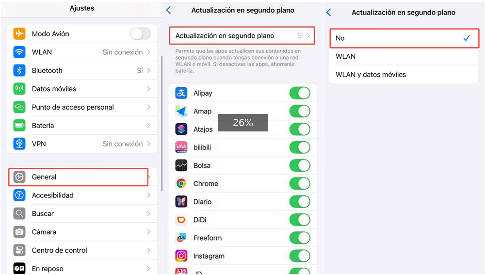 Desactivar la actualización en segundo plano ios 27 beta
