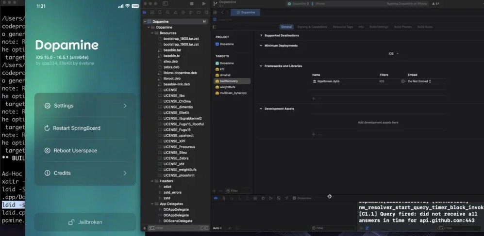 ios 27 jailbreak con Dopamine