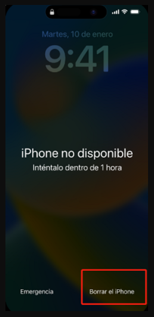 toca el botón borrar iphone