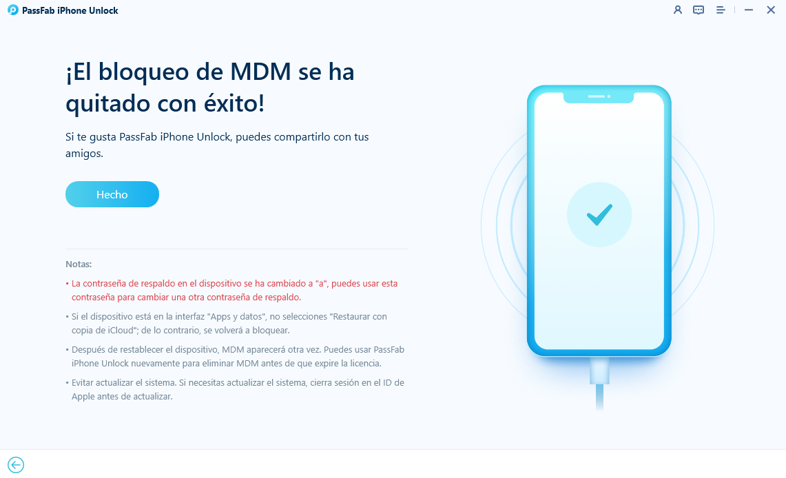 el MDM habrá desaparecido de tu dispositivo