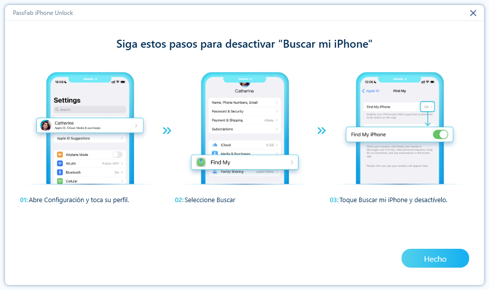 Si tienes activado Buscar mi iPhone, desactívalo antes de continuar