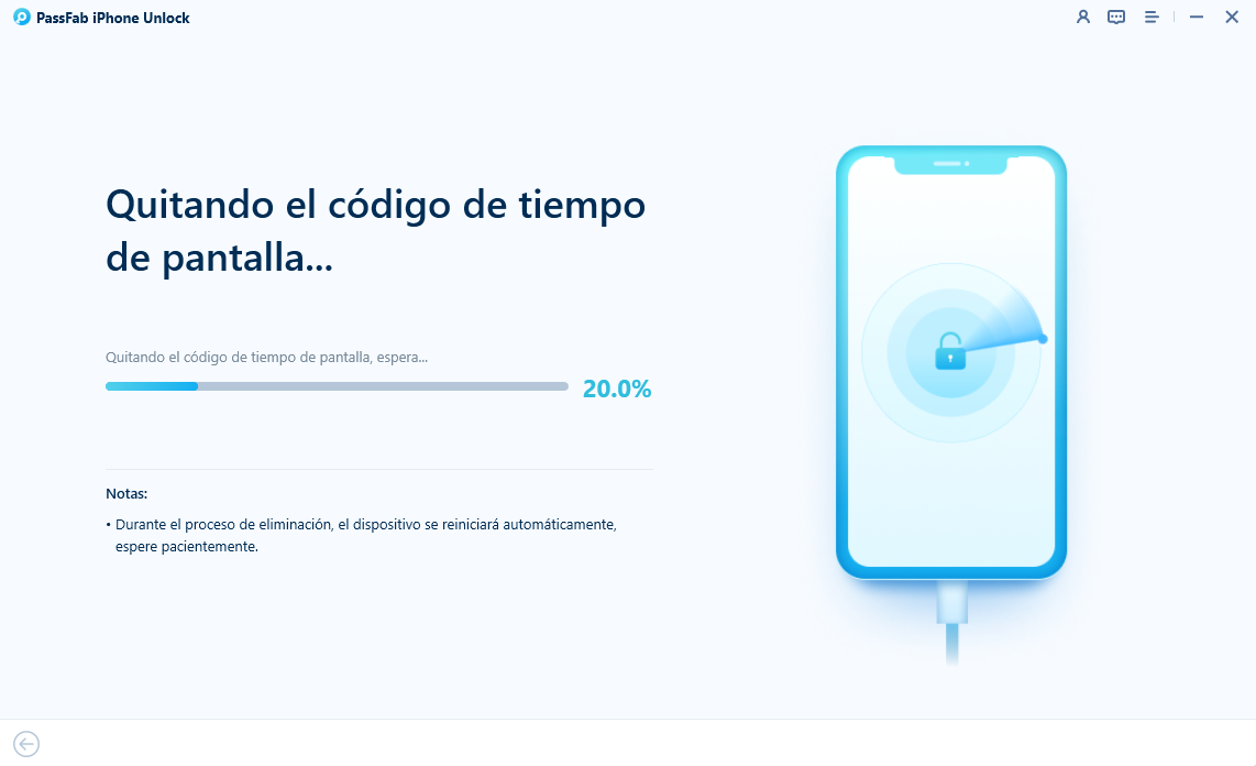 Espera unos segundos mientras se procesa. Cuando termine, el código de Tiempo de Uso desaparecerá