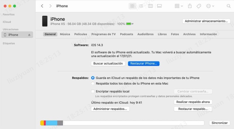 Seleccione Restaurar