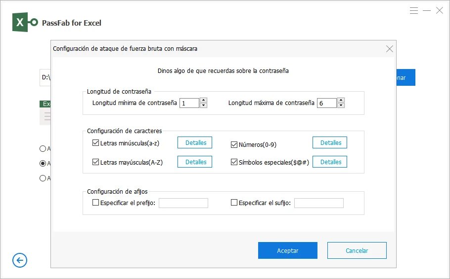 passfab for excel brute force with mask settings