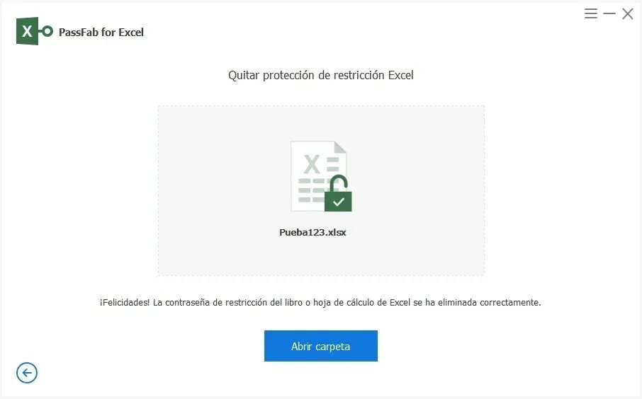 click remove in passfab for excel