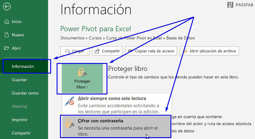 poner contrasena de apertura a archivo excel 2019