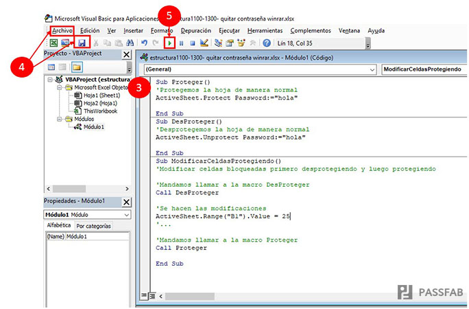 desproteger celdas excel protegidas con vba