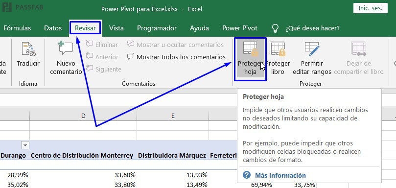 poner contrasena a hoja excel 2019