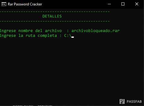 descifrar password de archivos rar con cmd