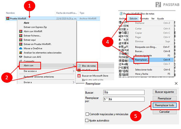 quitar contrasenas de winrar con bloc de notas