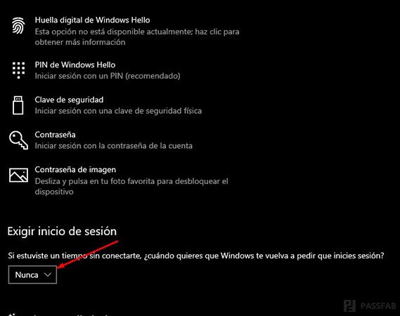 pedir nunca de contrasena en inicio de sesion