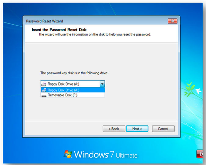 asistente para restablecer la contraseña win 7