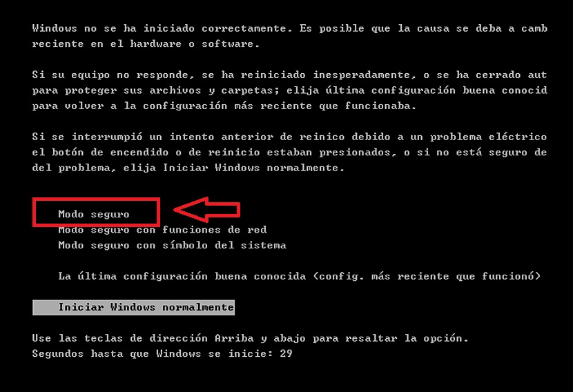 como hago para iniciar en modo seguro Windows 7
