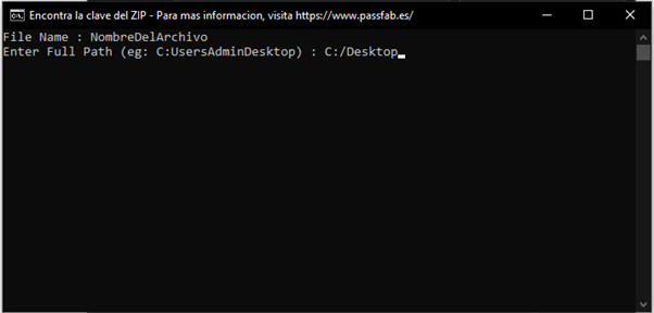 escribe el nombre y la ubicación del archivo zip