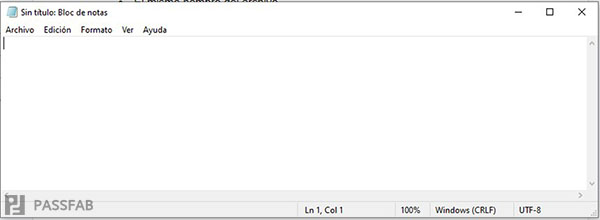se abre una ventana de notepad